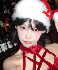 Christmas Red Bow Plush Hat for Winter - Big Head Wrap, Flattering Face Shape, Little Red Riding Hood Cosplay Accessory