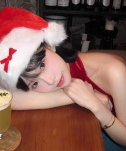 Christmas Red Bow Plush Hat for Winter - Big Head Wrap, Flattering Face Shape, Little Red Riding Hood Cosplay Accessory