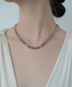 Chunky Chain Square Zircon Necklace for Women - Floating European and American Hip-Hop Trendy Collarbone Jewelry