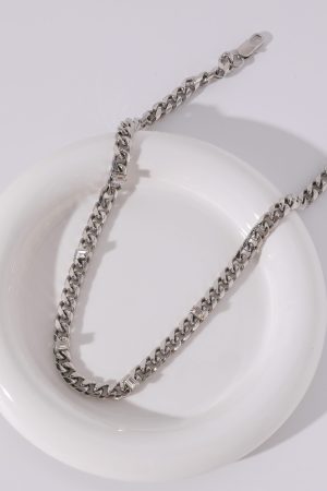 Chunky Chain Square Zircon Necklace for Women - Floating European and American Hip-Hop Trendy Collarbone Jewelry