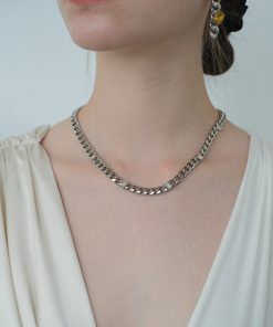 Chunky Chain Square Zircon Necklace for Women - Floating European and American Hip-Hop Trendy Collarbone Jewelry