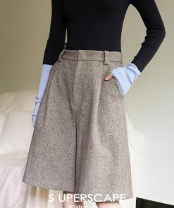 Classic French Woolen Mid-Length Pants - Versatile Loose Wide-Leg Casual Trousers for Effortless Style