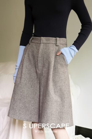 Classic French Woolen Mid-Length Pants - Versatile Loose Wide-Leg Casual Trousers for Effortless Style