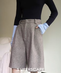 Classic French Woolen Mid-Length Pants - Versatile Loose Wide-Leg Casual Trousers for Effortless Style