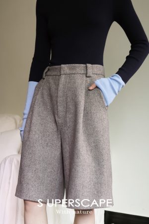 Classic French Woolen Mid-Length Pants - Versatile Loose Wide-Leg Casual Trousers for Effortless Style