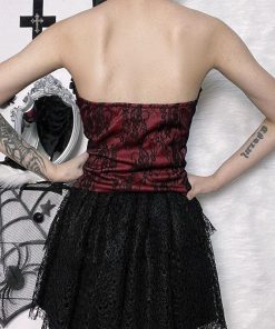 Classic Outfits Ideas, Fall Outfits Skirts Boots - Victorian Goth Ribbon Detailed Corset Top