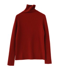 Classic Oversized Warm Thick Soft Seamless High-Neck Ribbed Cashmere Knit Pullover Sweater for Cozy Layering