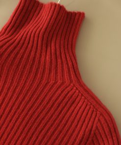 Classic Oversized Warm Thick Soft Seamless High-Neck Ribbed Cashmere Knit Pullover Sweater for Cozy Layering