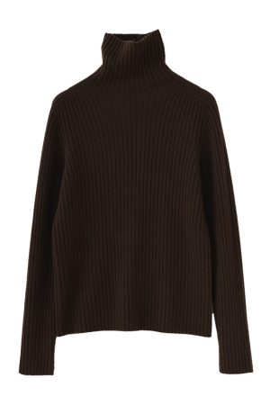 Classic Oversized Warm Thick Soft Seamless High-Neck Ribbed Cashmere Knit Pullover Sweater for Cozy Layering