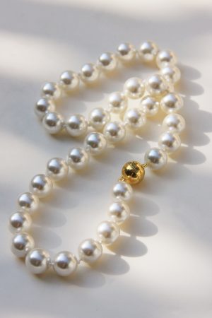 Classic Retro French-Style Multi-Layer Long Pearl Necklace with Gold Round Ball Magnetic Clasp - Handmade Knotted Design
