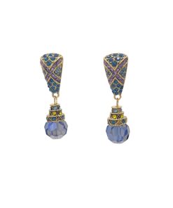 Classic Retro Teardrop Pendant Blue Multi-Faceted Crystal Earrings - Unique Temperament Ear Accessories for Chic Style