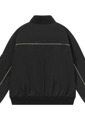 Clean Fit Back Zipper Nylon Flight Bomber Jacket - Harsh and Cruel Style, Trendy Outerwear for Modern Street Fashion