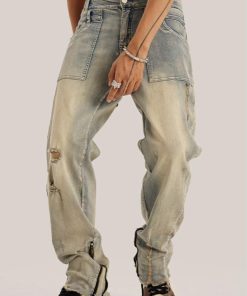 Clean Look Style, Dark Academia Outfit With Skirt - Slim Leg Ripped Jeans