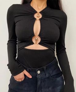 Cloth Inspiration, Outfit With Ribbon - Cut Out Open Front Bodysuit