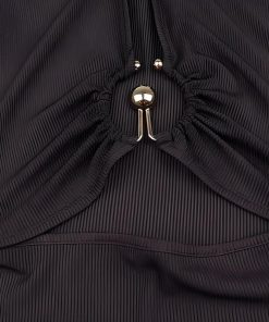 Cloth Inspiration, Outfit With Ribbon - Cut Out Open Front Bodysuit