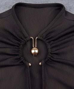 Cloth Inspiration, Outfit With Ribbon - Cut Out Open Front Bodysuit