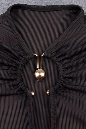 Cloth Inspiration, Outfit With Ribbon - Cut Out Open Front Bodysuit