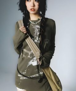 Cloth Inspo Aesthetic, Dress On Pants - Grunge Rope Belted Top