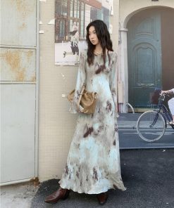 Coat On Shoulders, Casual Chic Spring - Tie Dye Maxi Dress