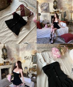 Coco White Mountain Tea Socialite Style Faux Two-Piece Camisole Tank Top for Women - High-End Summer Fashion