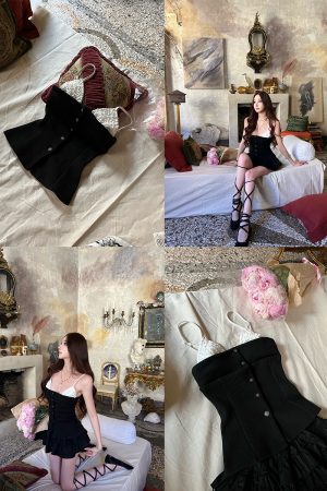 Coco White Mountain Tea Socialite Style Faux Two-Piece Camisole Tank Top for Women - High-End Summer Fashion
