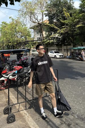 Coffee Color Denim Beach Shorts for Men - Loose Casual Five-Point Summer Style, Versatile 90s-Inspired Fashion