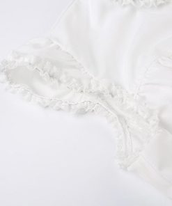 College Outfits Basic, Cute Fits For College - Coquette Cap Sleeve Lace Up Top