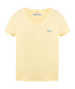 Color-Block Embroidered V-Neck Short-Sleeve T-Shirt - Loose Casual Top for Effortless Style