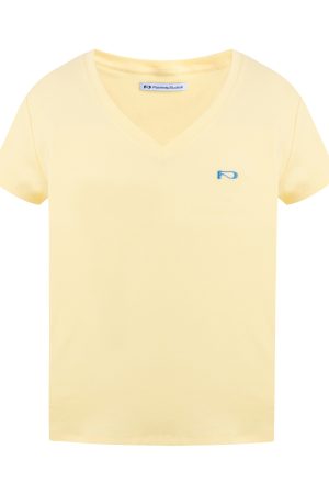 Color-Block Embroidered V-Neck Short-Sleeve T-Shirt - Loose Casual Top for Effortless Style
