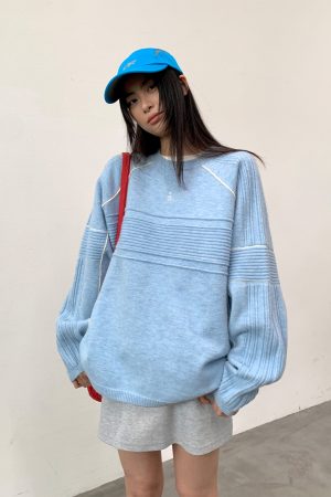 Color-Block Loose Warm Knitted Sweatshirt for Men - Autumn Winter Fashion Sweater, Cozy Casual Style