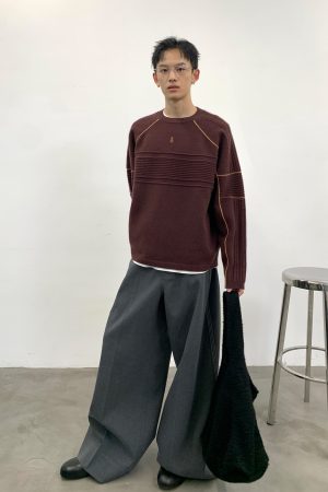 Color-Block Loose Warm Knitted Sweatshirt for Men - Autumn Winter Fashion Sweater, Cozy Casual Style