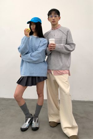 Color-Block Loose Warm Knitted Sweatshirt for Men - Autumn Winter Fashion Sweater, Cozy Casual Style