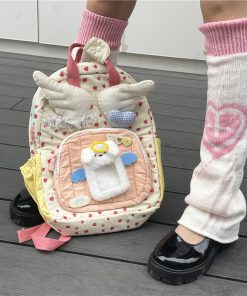Color-Block Mini Backpack for Soft Girl Style - Sunlight Millennium Angel Design, Trendy Streetwear Accessory for Niche Aesthetic