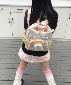 Color-Block Mini Backpack for Soft Girl Style - Sunlight Millennium Angel Design, Trendy Streetwear Accessory for Niche Aesthetic