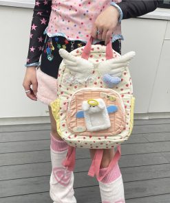Color-Block Mini Backpack for Soft Girl Style - Sunlight Millennium Angel Design, Trendy Streetwear Accessory for Niche Aesthetic