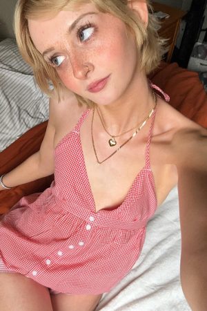 Color-Block Plaid V-Neck Halter Top - French Sweet Style, Loose Fit, Versatile Hot Girl Fashion for Y2K and 90s Inspired Looks