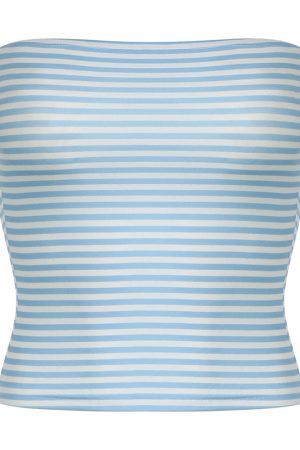 Color Block Striped Strapless Crop Top for Vacation - Fresh Sexy Leisure Style