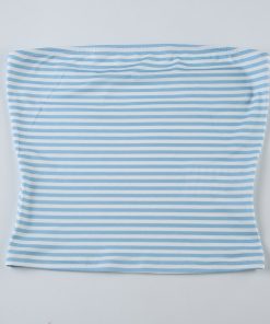 Color Block Striped Strapless Crop Top for Vacation - Fresh Sexy Leisure Style