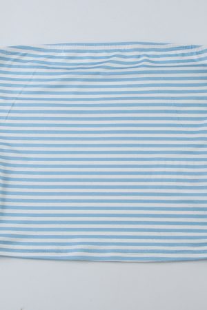 Color Block Striped Strapless Crop Top for Vacation - Fresh Sexy Leisure Style
