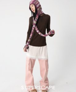 Color-Block V-Neck Fair Isle Striped Jacquard Knit Cardigan - Trendy Layering Piece for 90s Inspired Style