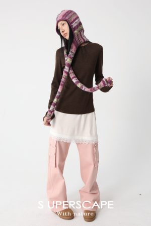 Color-Block V-Neck Fair Isle Striped Jacquard Knit Cardigan - Trendy Layering Piece for 90s Inspired Style