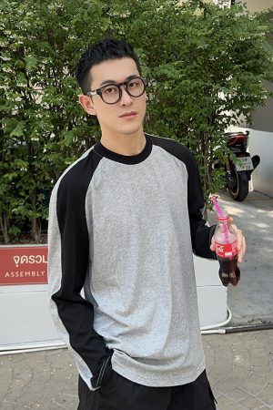 Color-Blocked Lightweight Sun Protection Long Sleeve T-Shirt for Men - Summer Casual Korean Style Fashion