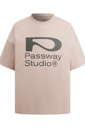 Color-Blocked P Logo Short Sleeve Loose Fit Raglan T-Shirt for Men and Women - Trendy 2025 Unisex Casual Wear