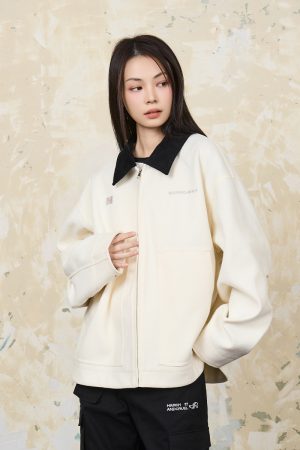 Color-Blocked Wool Modified Detroit Jacket in Melton | Cleanfit Style for a Trendy Look