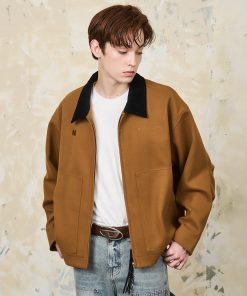 Color-Blocked Wool Modified Detroit Jacket in Melton | Cleanfit Style for a Trendy Look