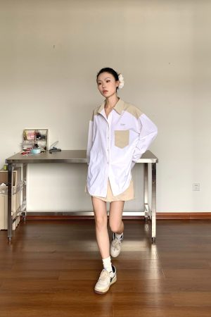 Color-Blocking Casual Sun Protection Shirt for Men and Women, Summer Lightweight Long Sleeve Top, Versatile Lazy Style