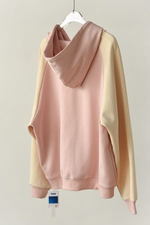 Color-Blocking Long Sleeve Hooded Sweatshirt - Korean Style Loose Fit, Age-Reducing College Vibe, Trendy Casual Wear