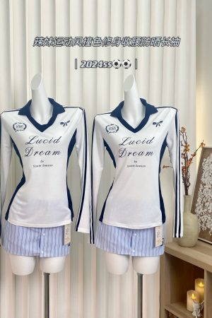 Color-Blocking Long Sleeve Slim-Fit T-Shirt for Women - Lightweight, Sun-Protective Sports Style with Waist-Defining Design
