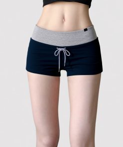 Color-Blocking Low-Waist Casual Shorts for Women - American Sports Style Ultra-Short Slim Fit Hot Pants for Home Wear
