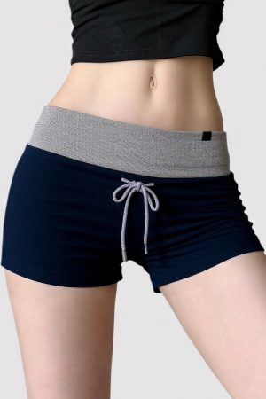 Color-Blocking Low-Waist Casual Shorts for Women - American Sports Style Ultra-Short Slim Fit Hot Pants for Home Wear